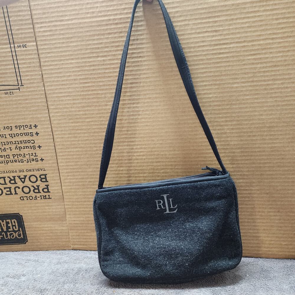 Lauren Ralph Lauren gray monogramed LRL wool purse b49